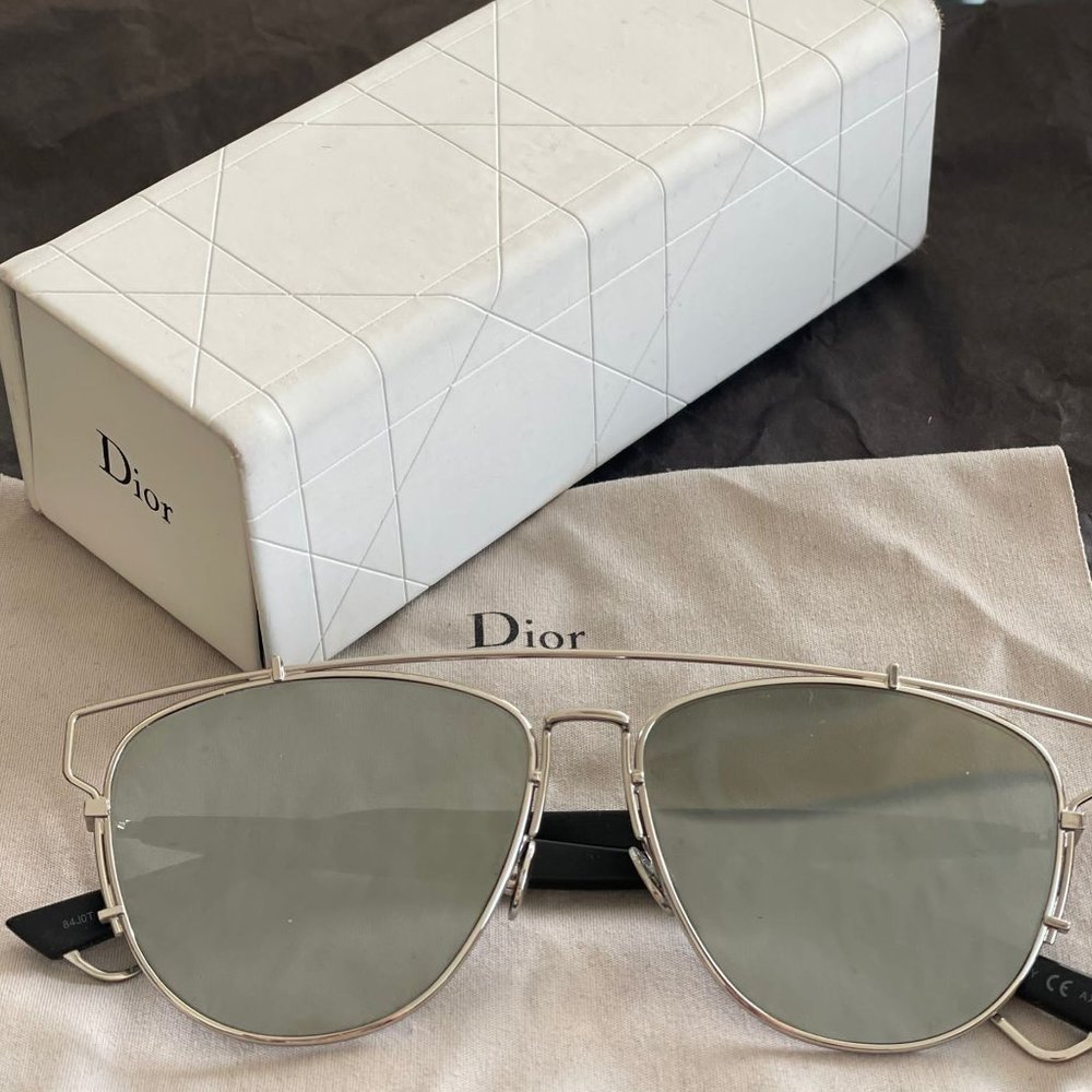 DIOR unisex silver technologic aviator sunglasses